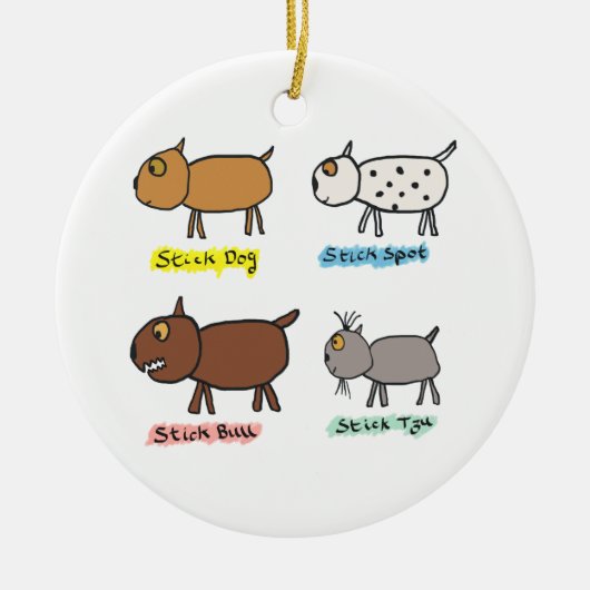 Funny Stick Dogs Keramisch Ornament (Voorkant)