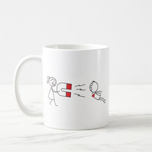 Funny Stick Figure Love Magnet Coffee Mug Koffiemok (Links)