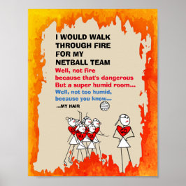 Funny Stick Figures Netball Team Quote Poster