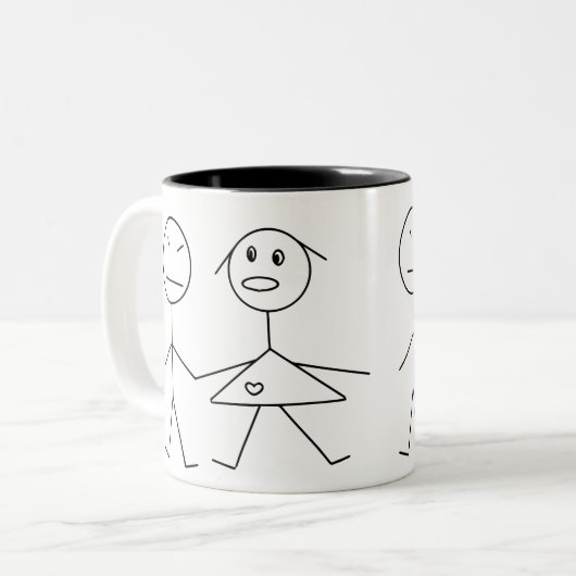 Funny Stick Figuur Koppel Koffie Mok (Voorkant links)