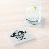 Funny stick man met snorren glazen onderzetter (Schuin)