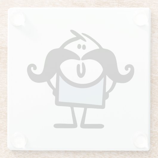 Funny stick man met snorren glazen onderzetter (Achterkant)