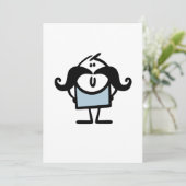 Funny stick man met snorren kaart (Staand voorkant)