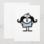 Funny stick man met snorren kaart (Voorkant / Achterkant)