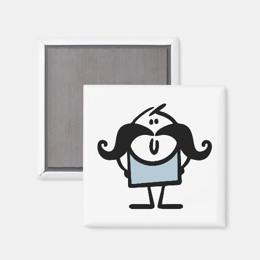Funny stick man met snorren magneet (Voorkant / Achterkant)