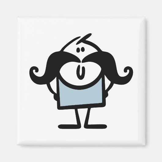 Funny stick man met snorren magneet (Voorkant)