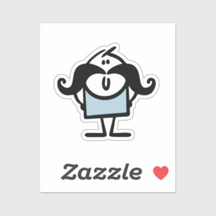 Funny stick man met snorren sticker