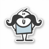 Funny stick man met snorren sticker (Voorkant)