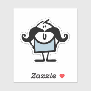 Funny stick man met snorren sticker