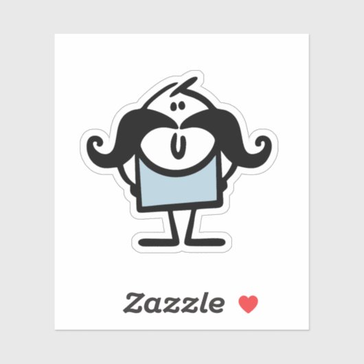 Funny stick man met snorren sticker (Vel)