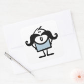 Funny stick man met snorren vierkante sticker (Envelop)
