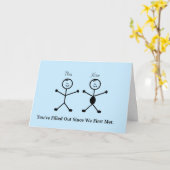 Funny Stick Man Valentijnsdag Card Kaart (Gele Bloem)