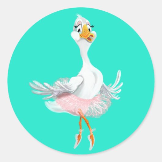 Funny Sticker met Ballerina Duck - Uw Colors (Voorkant)