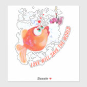 Funny Sticker met Fish and Worm - Fun (Vel)