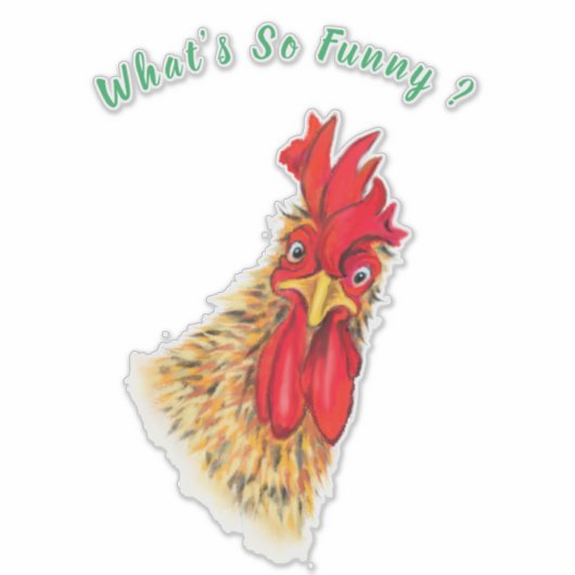 Funny Sticker met Surprised Rooster - Aangepaste t (Voorkant)