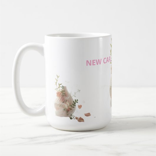 Funny Sticker – NEW CAR, SAME ME Koffiemok (Links)