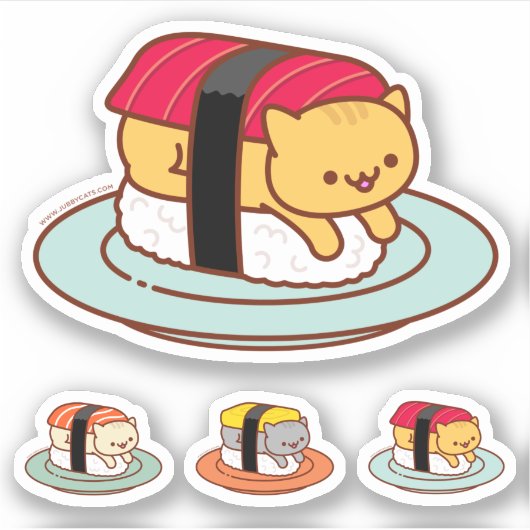 Funny Stickers - SUSHI CATS - MAGURO (Voorkant)