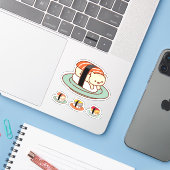 Funny Stickers - SUSHI CATS - ZALM (Laptop met iPhone)