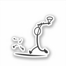 FUNNY STICKMAN CHASTING APPLE SIGN STICKER