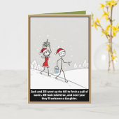 Funny stickman Christmas Kaart (Gele Bloem)