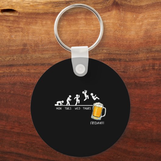 Funny Stickman Jumping Beer Days Of Week Friday Dr Sleutelhanger (Voorkant)