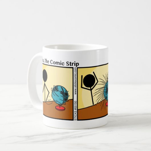 Funny Stickman Spin the Wereldbol Mok (Voorkant links)