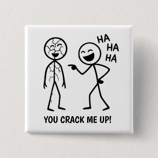 Funny Stickman Vierkante Button 5,1 Cm (Voorkant)