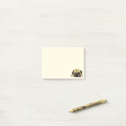 Funny Sticky Notes met Pug Dog (Op bureau)