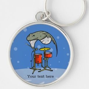 Funny Stingray drummer cartoon Sleutelhanger