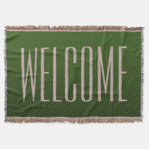 Funny Stippen Pattern dark green + jouw tekst Deken