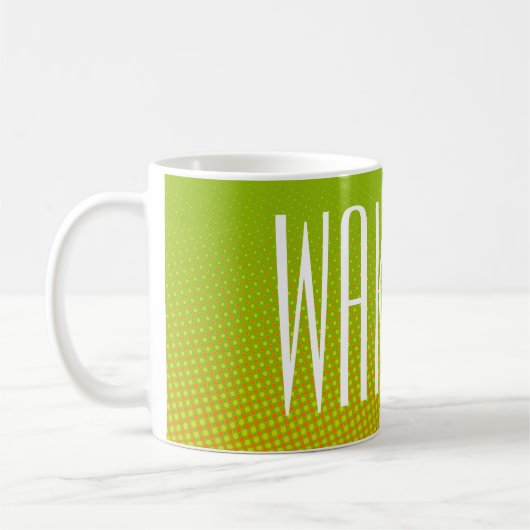Funny Stippen Pattern green oranje + jouw tekst Koffiemok (Links)