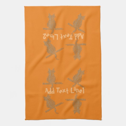 Funny Stitched Cats Personalized Towel Theedoek (Verticaal)