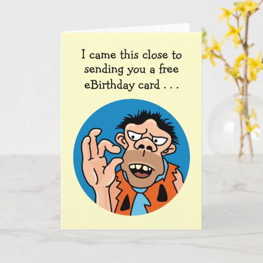 Funny Stone Age Verjaardag Kaart (Gele Bloem)