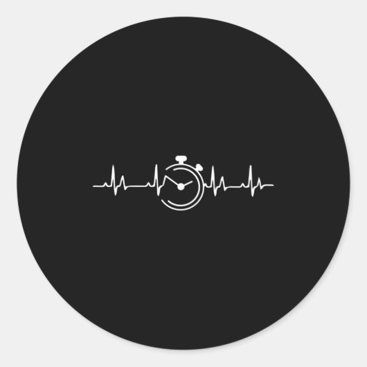 Funny Stopwatch Coach Heartbeat Pulse  Ronde Sticker (Voorkant)