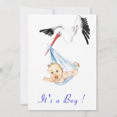 Funny Stork Baby shower Uitnodiging met QR Code (Achterkant)