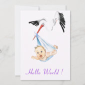 Funny Stork Carrying Baby shower Invitation (Achterkant)