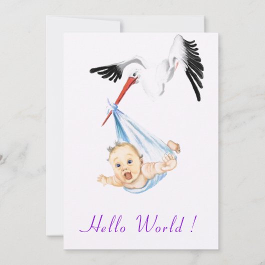 Funny Stork Carrying Baby shower Invitation (Achterkant)