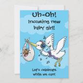 Funny stork en baby shower kaart (Voorkant)