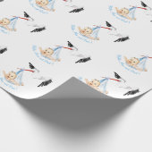 Funny Stork en Baby shower Wrapping Papier Gift (Hoek)