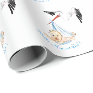 Funny Stork en Baby shower Wrapping Papier Gift