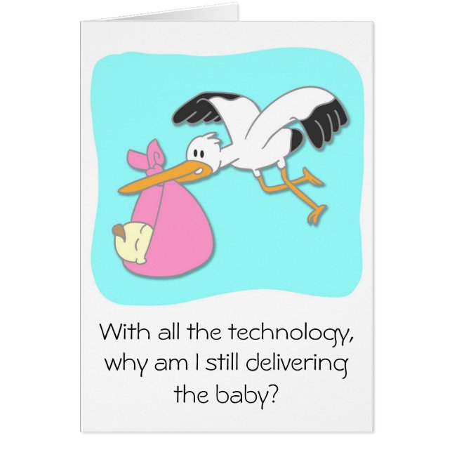 Funny Stork met baby cartoon (Voorkant)