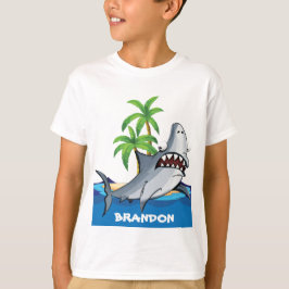 Funny strand shark add name t-shirt