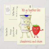Funny Strawberry & Cream Quirky Cartoon Love Art Briefkaart (Voorkant / Achterkant)