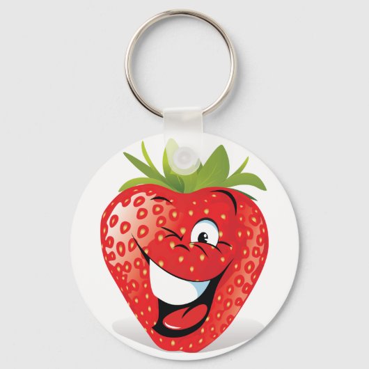 Funny Strawberry Doodle clip art Sleutelhanger (Voorkant)