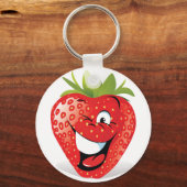 Funny Strawberry Doodle clip art Sleutelhanger (Voorkant)