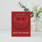 Funny Strawberry Emoticon Briefkaart (Staand voorkant)