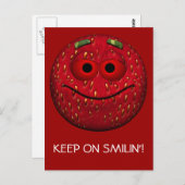 Funny Strawberry Emoticon Briefkaart (Voorkant / Achterkant)