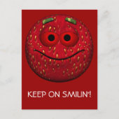 Funny Strawberry Emoticon Briefkaart (Voorkant)