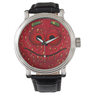 Funny Strawberry Emoticon Horloge