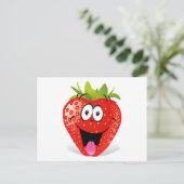 Funny Strawberry Face Stikking Out Tongue Briefkaart (Staand voorkant)